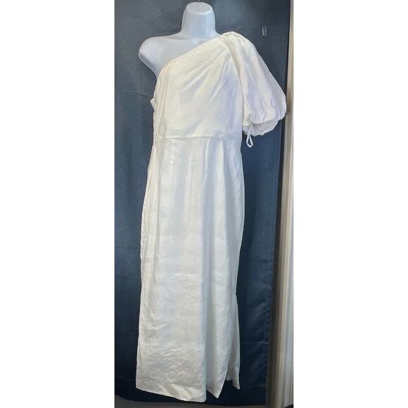 Antonio Melani Womens6 White One left Shoulder LinenBlend Summer Cocktail Dress - Picture 1 of 9